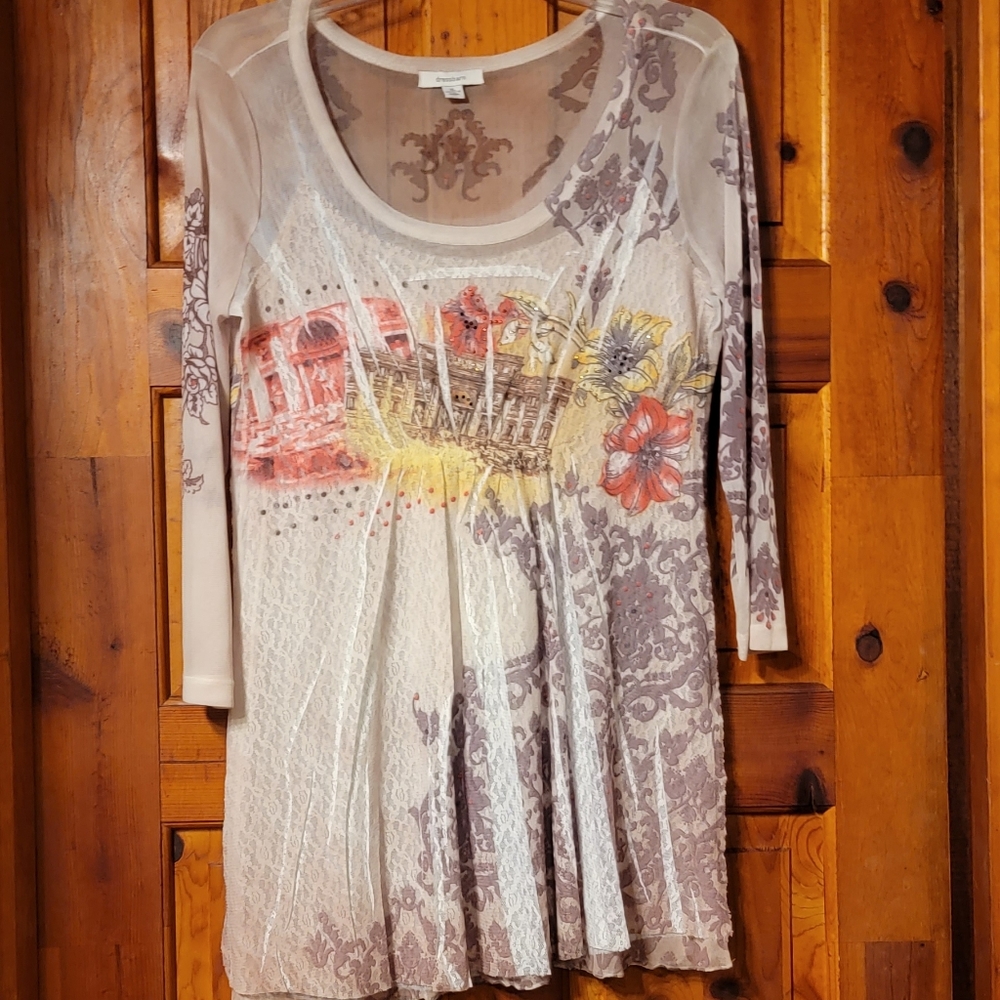 Adorable Dressbarn XL beige nylon minidress/tunic top